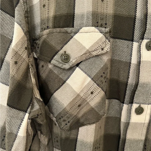 Frye Checkered Shirt Jacket in Black, Gray, and Cream - Picture 3 of 9